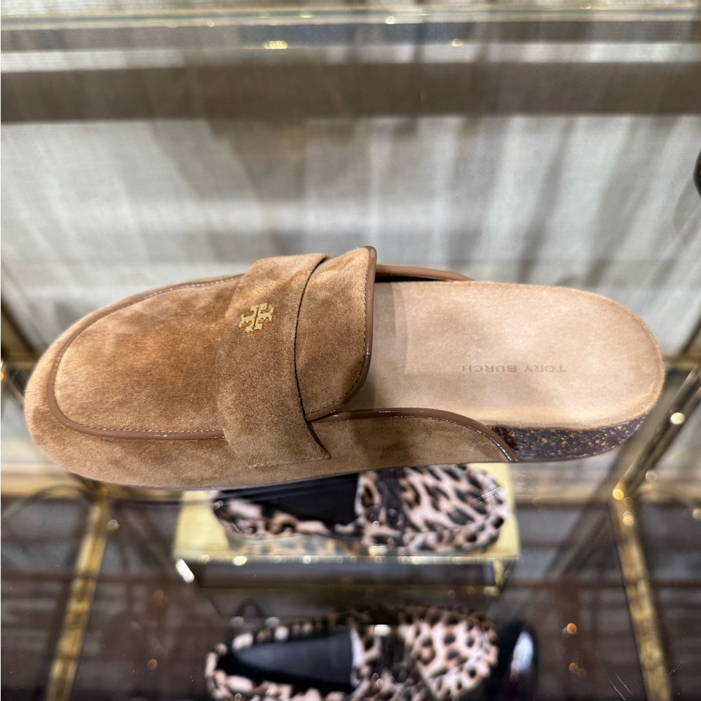 Tory Burch Everly Cork Suede Leather Mule Shoes - Picture 6 of 6